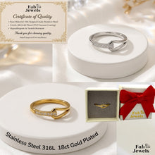 Load image into Gallery viewer, 18ct Gold Plated Stainless Steel  Dainty Ring with Inlaid Cubic Zirconia Waterproof