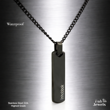 Load image into Gallery viewer, Stainless Steel 316L Yellow Gold Plated Engraved Inhobbok Tag Bar Pendant with Cuban Necklace Waterproof