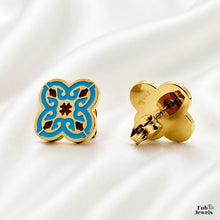 Load image into Gallery viewer, Maduma Gold Plated on Stainless Steel 316L Maltese Cross Tile Set Pendant Necklace Matching Stud Earrings