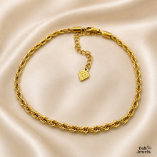 Load image into Gallery viewer, Stainless Steel 316L Waterproof 18ct Gold Plated Golden Rope Anklet Ankle Chain