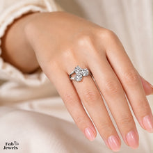 Load image into Gallery viewer, 18ct Gold Plated Stainless Steel  316L Trielle Cluster Trilogy Ring with Cubic Zirconia Waterproof