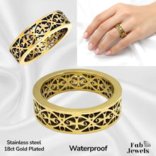 Load image into Gallery viewer, 18ct Gold Plated Stainless Steel Maltese Cross Ring Modern Baroque Waterproof