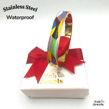 Load image into Gallery viewer, 18ct Yellow Gold Plated Stainless Steel Multi Coloured Bangle Waterproof
