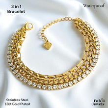 Load image into Gallery viewer, 18ct Yellow Gold Plated S/Steel Stylish 3 in 1 Bracelet