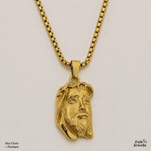 Load image into Gallery viewer, Wicc ta Gesu 18ct Gold Plated Stainless Steel 316L Jesus Face Pendant Necklace Waterproof