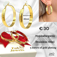 Load image into Gallery viewer, Highest Quality Gold Plated Stainless Steel Hypoallergenic Hoop Loop Earrings Waterproof