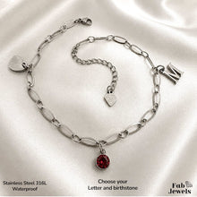 Load image into Gallery viewer, Stainless Steel Waterproof Personalised Anklet Initial Birthstone Gold / Silver
