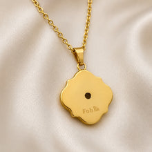 Load image into Gallery viewer, Midnight Bloom 18ct Gold Plated Stainless Steel 316L Flower Pendant with Necklace