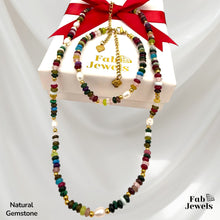 Load image into Gallery viewer, Natural Gemstones Set Fresh WaterPearls with Stainless Steel Gold Plated Clasp Necklace Matching Bracelet Waterproof