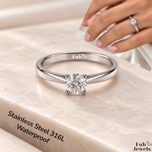 Load image into Gallery viewer, 18ct Gold Plated Stainless Steel  316L Classic Solitaire Ring with Brilliant Cut Cubic Zirconia Waterproof