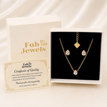 Load image into Gallery viewer, Stainless Steel 316L 18ct Gold Plated Dainty Teardrop Set Necklace Matching Earrings