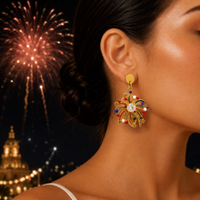 Load image into Gallery viewer, 18ct Gold Plated Stainless Steel 316L Hypoallergenic Fireworks Dangling Earrings ‘il-Murtali’