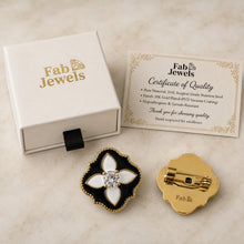Load image into Gallery viewer, Midnight Bloom 18ct Gold Plated Stainless Steel 316L Flower Brooch