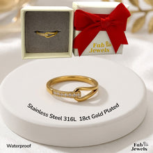 Load image into Gallery viewer, 18ct Gold Plated Stainless Steel  Dainty Ring with Inlaid Cubic Zirconia Waterproof