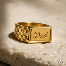 Load image into Gallery viewer, 18ct Gold Plated Stainless Steel  316L Dad Signet Ring Waterproof