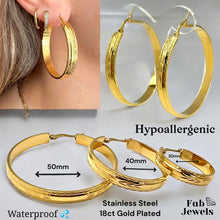 Load image into Gallery viewer, Highest Quality Gold Plated Stainless Steel Hypoallergenic Hoop Loop Earrings Waterproof