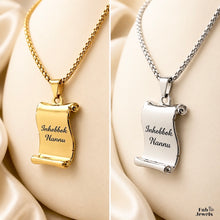 Load image into Gallery viewer, Stainless Steel 316L 18ct Gold Plated Engraved Inhobbok Nannu Scroll Pendant with Necklace