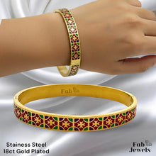 Load image into Gallery viewer, 18ct Gold Plated Stainless Steel Bangle Maltese Cross Vibrant Collection