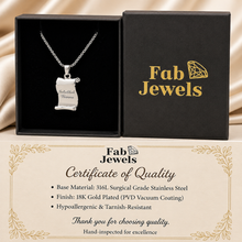 Load image into Gallery viewer, Stainless Steel 316L 18ct Gold Plated Engraved Inhobbok Nannu Scroll Pendant with Necklace