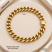 Load image into Gallery viewer, Fab Signiture Cuban Link 10 mm Bracelet 18ct Gold Plated Stainless Steel 316L Waterproof