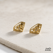 Load image into Gallery viewer, Stainless Steel 316L 18ct Gold Plated Fab Signature Maltese Cross Stud Earrings Hypoallergenic