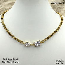 Load image into Gallery viewer, 18ct Gold Plated Stainless Steel Necklace with Cubic Zirconia