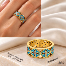 Load image into Gallery viewer, 18ct Gold Plated Stainless Steel 316L Maltese Cross Maduma Tile Set Pendant Necklace Stud Earrings Ring Matching Bangle