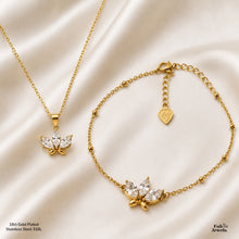 Load image into Gallery viewer, 18ct Gold Plated Stainless Steel 316L Lotus Glow Set Bracelet Matching Pendant and Necklace