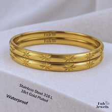 Load image into Gallery viewer, Stainless Steel 316L 18ct Gold Plated Silver Fili Bangles Set of 2 Waterproof