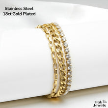 Load image into Gallery viewer, 18ct Yellow Gold Plated S/Steel Stylish 3 in 1 Bracelet