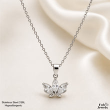 Load image into Gallery viewer, 18ct Gold Plated Stainless Steel 316L Lotus Glow Set Hypoallergenic Earrings Matching Pendant and Necklace