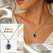 Load image into Gallery viewer, 18ct Gold Plated Stainless Steel Lady D Halo Pendant with Inlaid Cubic Zirconia Necklace