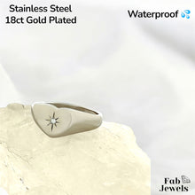 Load image into Gallery viewer, 18ct Gold Plated on Stainless Steel My Shining Star Heart Signet Ring Waterproof