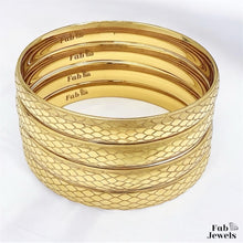 Load image into Gallery viewer, Highest Quality 18ct Gold Plated on Stainless Steel Fili Bangles Snake Effect Set of 2