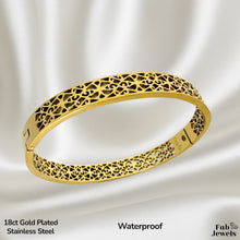 Load image into Gallery viewer, 18ct Gold Plated Stainless Steel Maltese Cross Bangle Baroque Collection