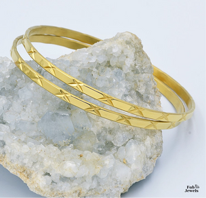Yellow Gold Rose Gold Stainless Steel Fili Bangles Set of 2