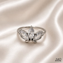 Load image into Gallery viewer, 18ct Gold Plated Stainless Steel  316L Lotus Glow Ring with Marquise Cut ICubic Zirconia Waterproof