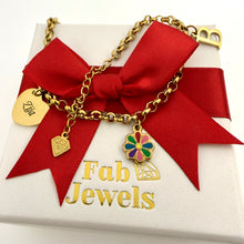 Load image into Gallery viewer, Stainless Steel Gold Plated Personalised Zija Initial Beautiful Flower Charm Bracelet