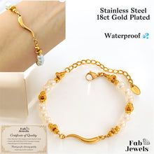 Load image into Gallery viewer, Yellow Gold Plated Stainless Steel Horn Pearl Bracelet