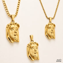 Load image into Gallery viewer, Wicc ta Gesu 18ct Gold Plated Stainless Steel 316L Jesus Face Pendant Necklace Waterproof