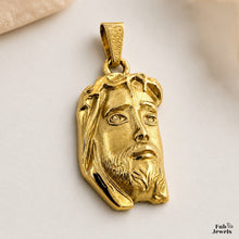 Load image into Gallery viewer, Wicc ta Gesu 18ct Gold Plated Stainless Steel 316L Jesus Face Pendant Necklace Waterproof