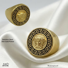Load image into Gallery viewer, Stainless Steel 316L 18ct Gold Plated Medusa Ring Waterproof