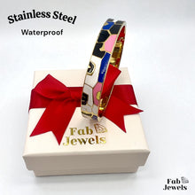 Load image into Gallery viewer, 18ct Yellow Gold Plated Stainless Steel Multi Coloured Bangle Waterproof