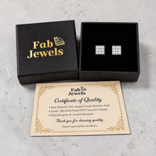 Load image into Gallery viewer, 18ct Gold Plated Stainless Steel 316L Square Hypoallergenic Stud Earrings with Cubic Zirconia