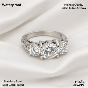 Highest Quality Gold Plated on Stainless Steel Trilogy Waterproof Ring Never Fade