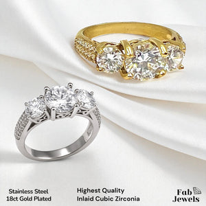 Highest Quality Gold Plated on Stainless Steel Trilogy Waterproof Ring Never Fade