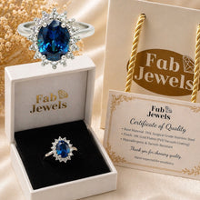 Load image into Gallery viewer, 18ct Gold Plated Stainless Steel Lady D Halo Ring with Inlaid Cubic Zirconia