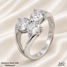 Load image into Gallery viewer, 18ct Gold Plated Stainless Steel  316L Trielle Cluster Trilogy Ring with Cubic Zirconia Waterproof