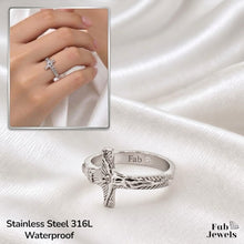 Load image into Gallery viewer, 18ct Gold Plated Stainless Steel 316L WaterProof Crucifix Cross Ring