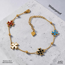 Load image into Gallery viewer, Stainless Steel 316L Waterproof 18ct Gold Plated Mediterranean Maltese Cross Bracelet